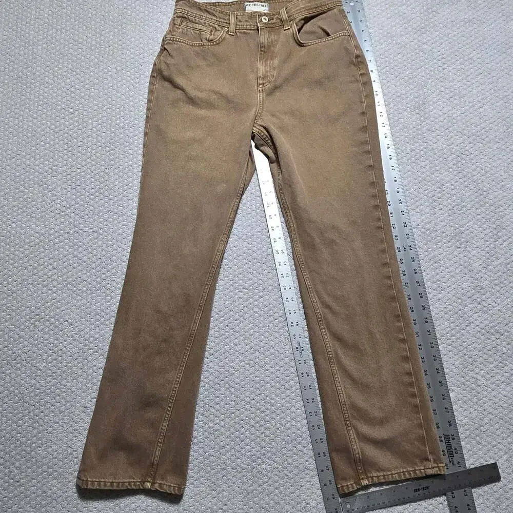 We The Free Brown High-Rise Slim Straight Leg Jeans